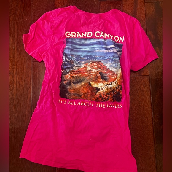 Fruit of the Loom Iconic Pink Grand Canyon fitted T-Shirt - Picture 1 of 3